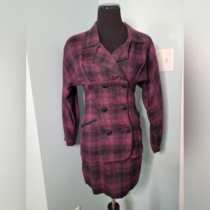 Rampage Vintage 90s Skirt Suit Plaid Black Purple Size 5 Y2K MADE IN USA
